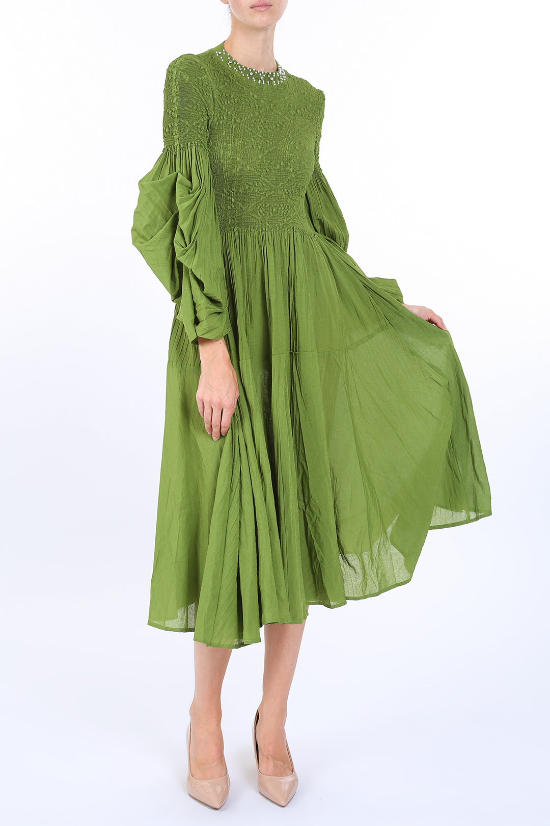 BEULAHSTYLE Long Sleeve Midi Dress