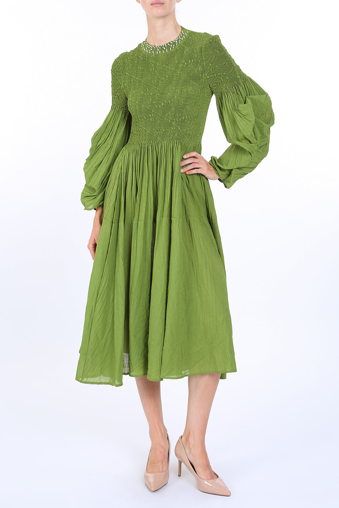 BEULAHSTYLE Long Sleeve Midi Dress