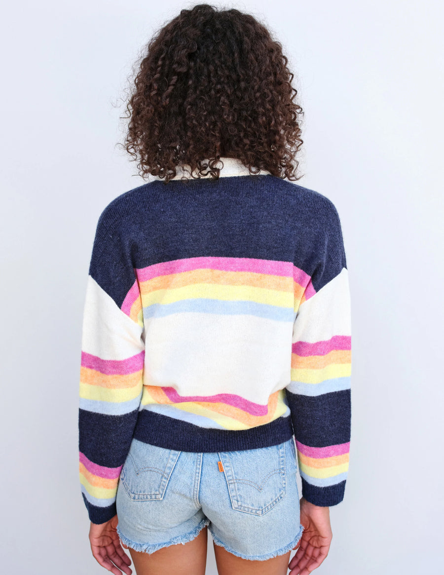 Johnny Collar Sweatshirt - Multicolor Stripes
