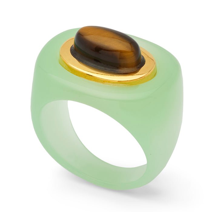 Lucas Jack Small Oval with Gold Bezel Ring - Capri by Sunset & Co.