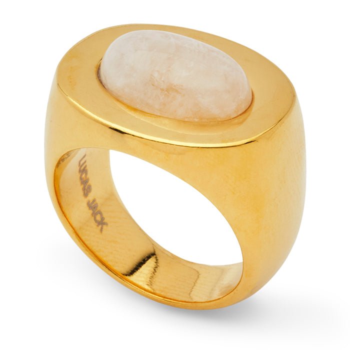 Lucas Jack Large Gold Oval Stone Ring - Capri by Sunset & Co.