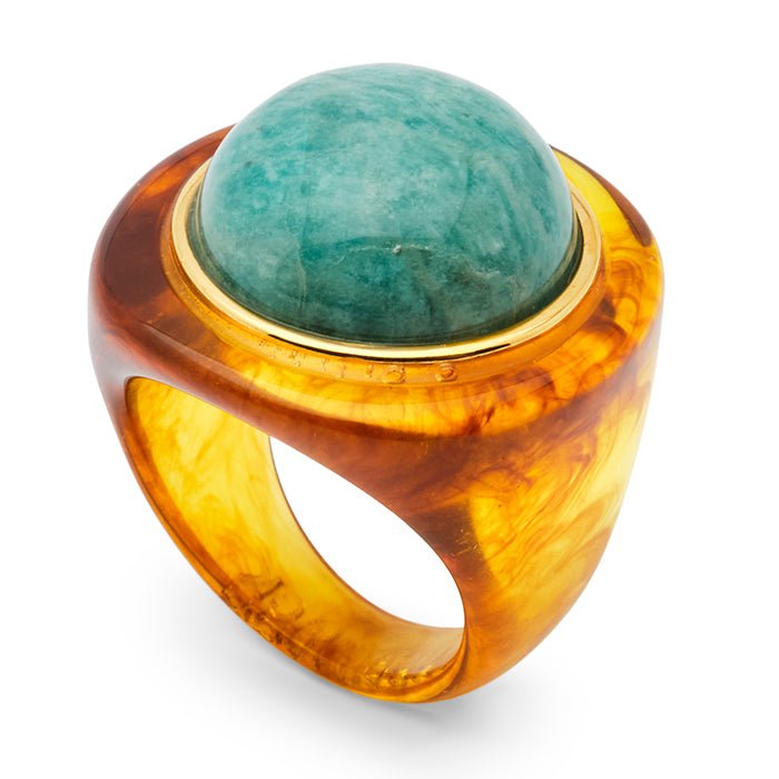 Lucas Jack Large Circle Stone Gold Resin Ring - Capri by Sunset & Co.