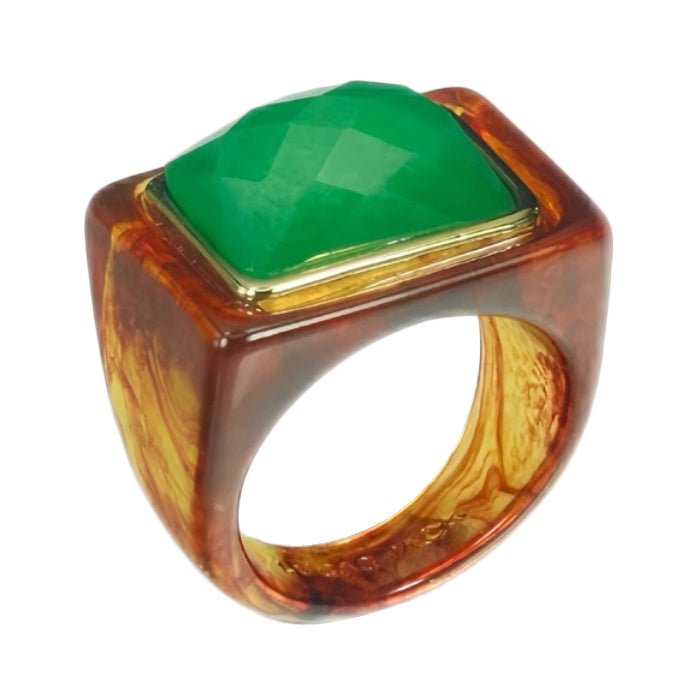 Lucas Jack Large Rectangle Stone Ring - Capri by Sunset & Co.