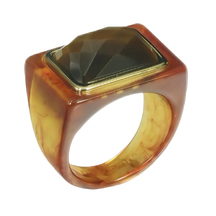 Lucas Jack Large Rectangle Stone Ring - Capri by Sunset & Co.