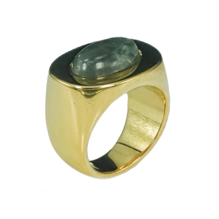 Lucas Jack Large Gold Oval Stone Ring - Capri by Sunset & Co.