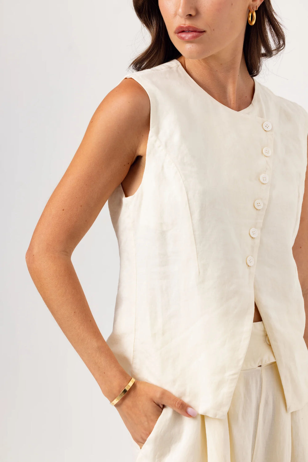 Sundays Silken Denim Vest - Capri by Sunset & Co.