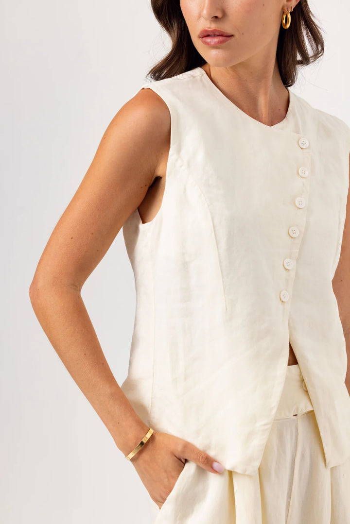 Sundays Silken Denim Vest - Capri by Sunset & Co.