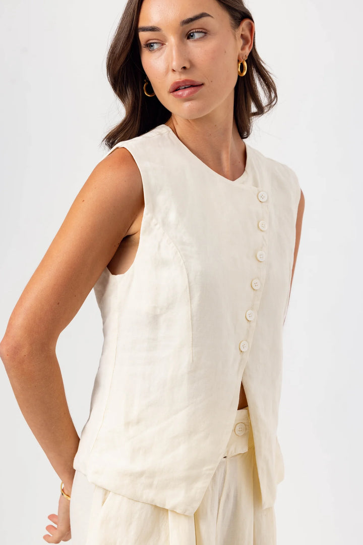 Sundays Silken Denim Vest - Capri by Sunset & Co.