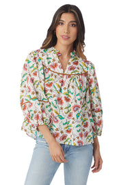 Rosie Top - Woodcut Floral