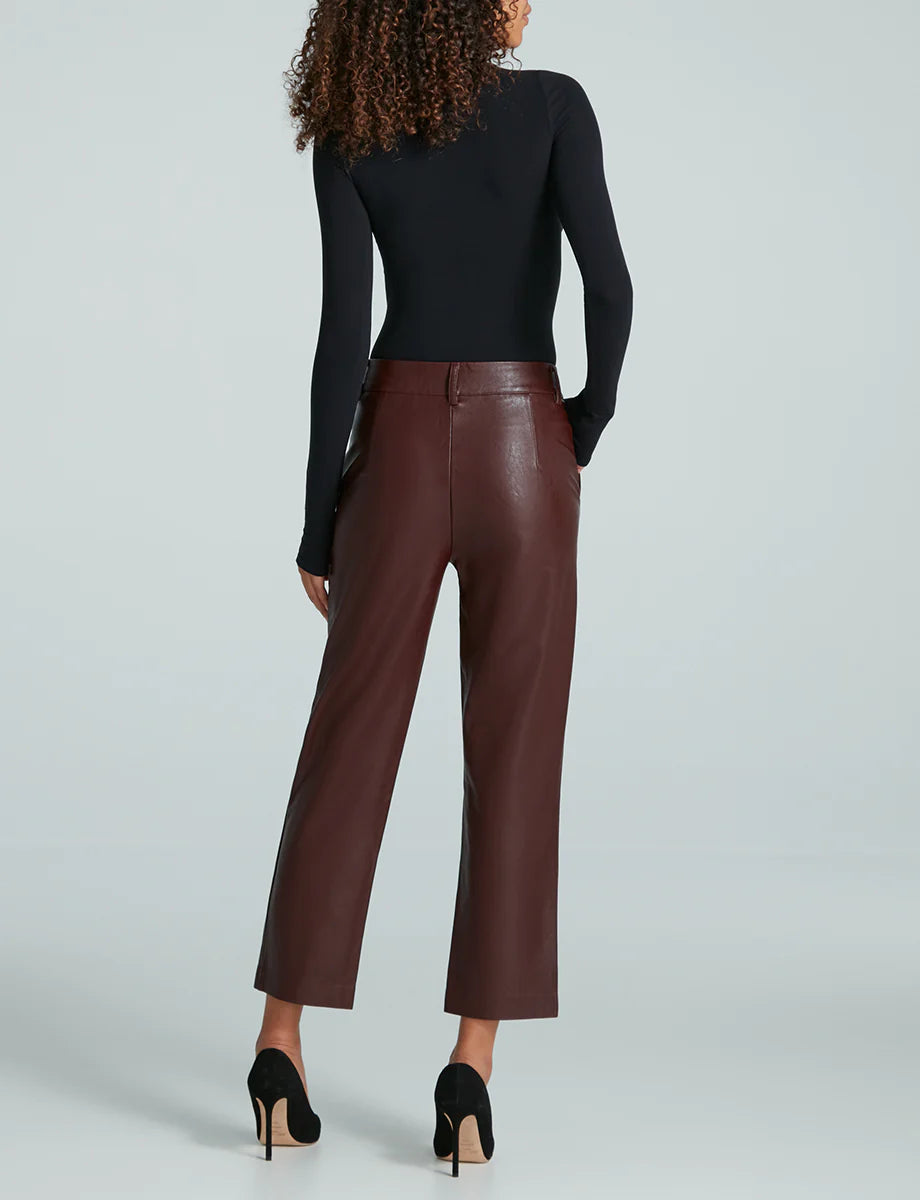 Faux Leather 7/8 Trouser - Oxblood