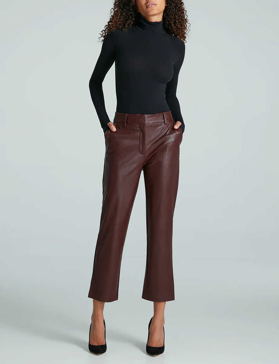 Faux Leather 7/8 Trouser - Oxblood