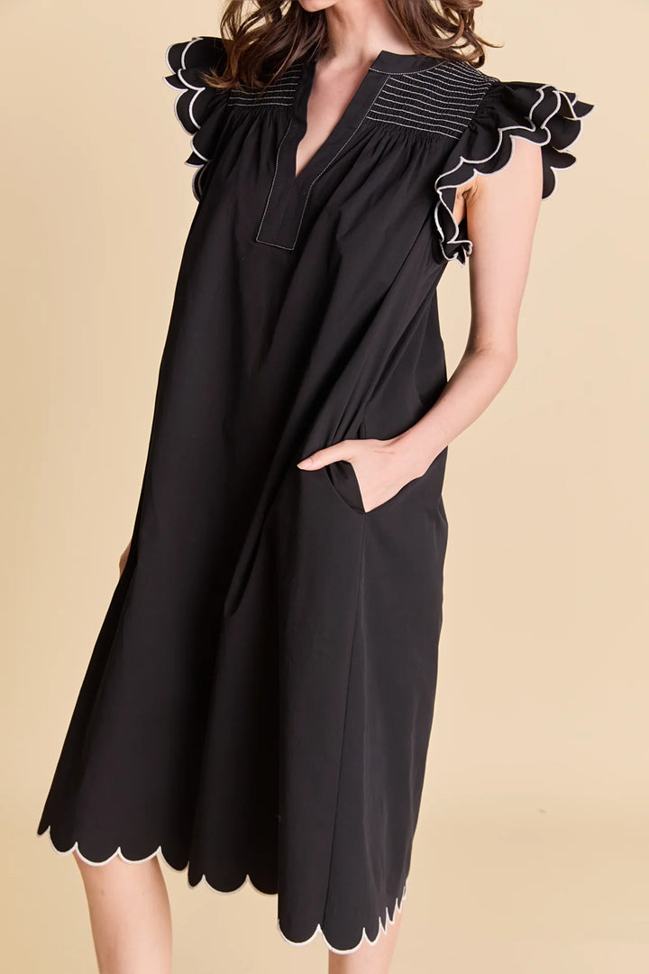 English Factory Scallop Midi Dress - Capri by Sunset & Co.