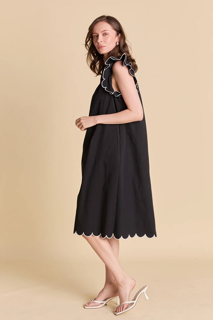 English Factory Scallop Midi Dress - Capri by Sunset & Co.