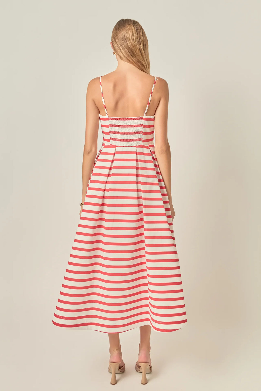 English Factory Striped Pleated Midi Dress - Capri by Sunset & Co.