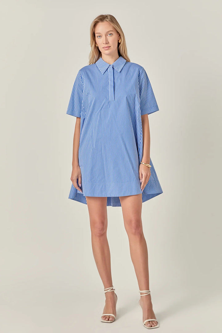 English Factory A - Line Short Sleeve Shirt Dress - Capri by Sunset & Co.