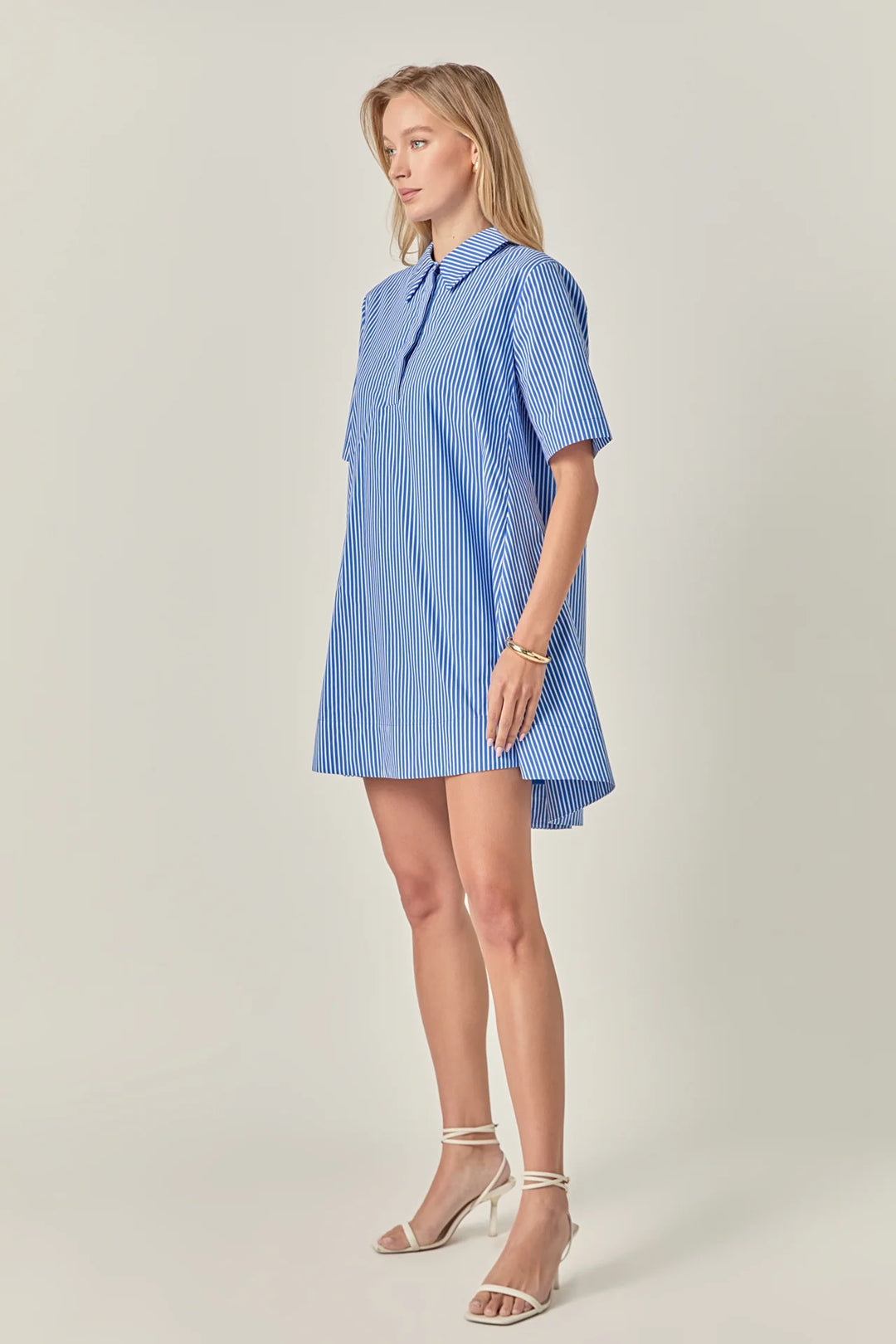 English Factory A - Line Short Sleeve Shirt Dress - Capri by Sunset & Co.