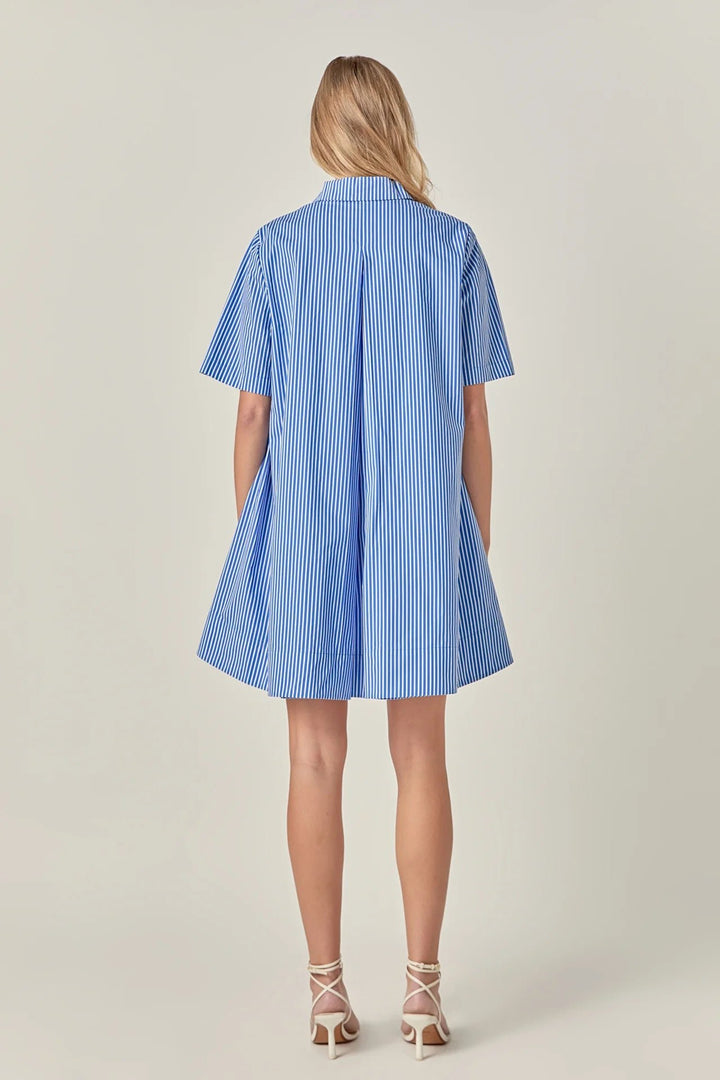 English Factory A - Line Short Sleeve Shirt Dress - Capri by Sunset & Co.