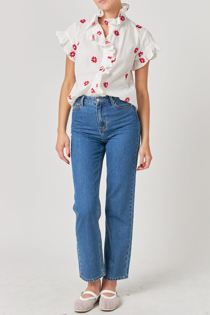 English Factory Embroidery Ruffle Shirt