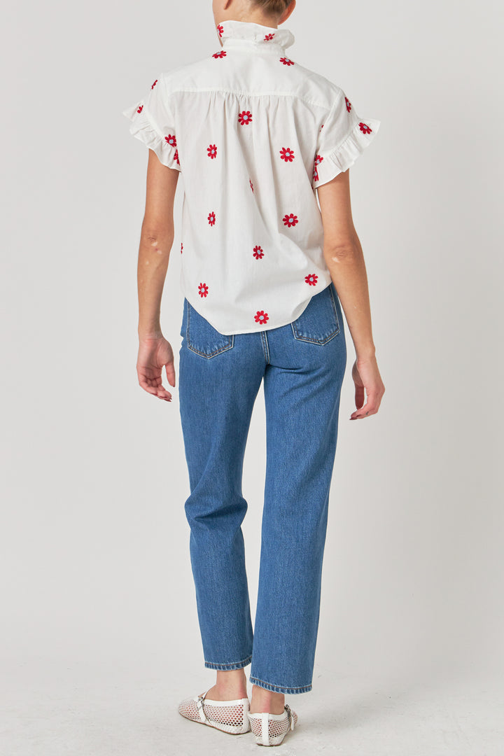 English Factory Embroidery Ruffle Shirt