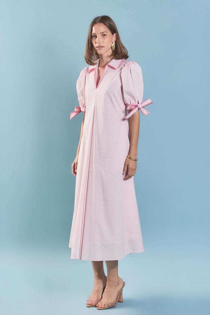 English Factory Stitch Detailed Midi Dress - Capri by Sunset & Co.
