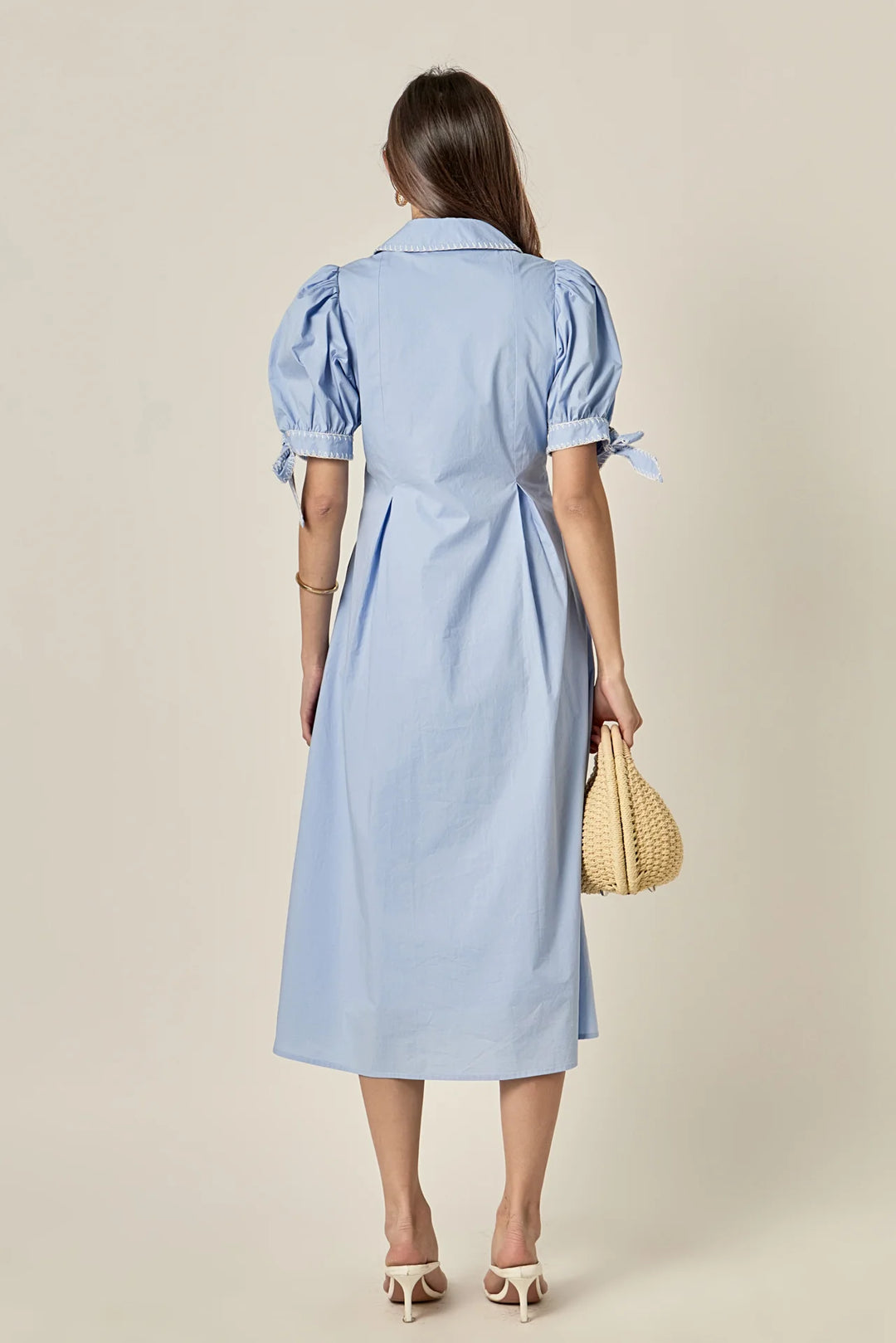 English Factory Stitch Detailed Midi Dress - Capri by Sunset & Co.