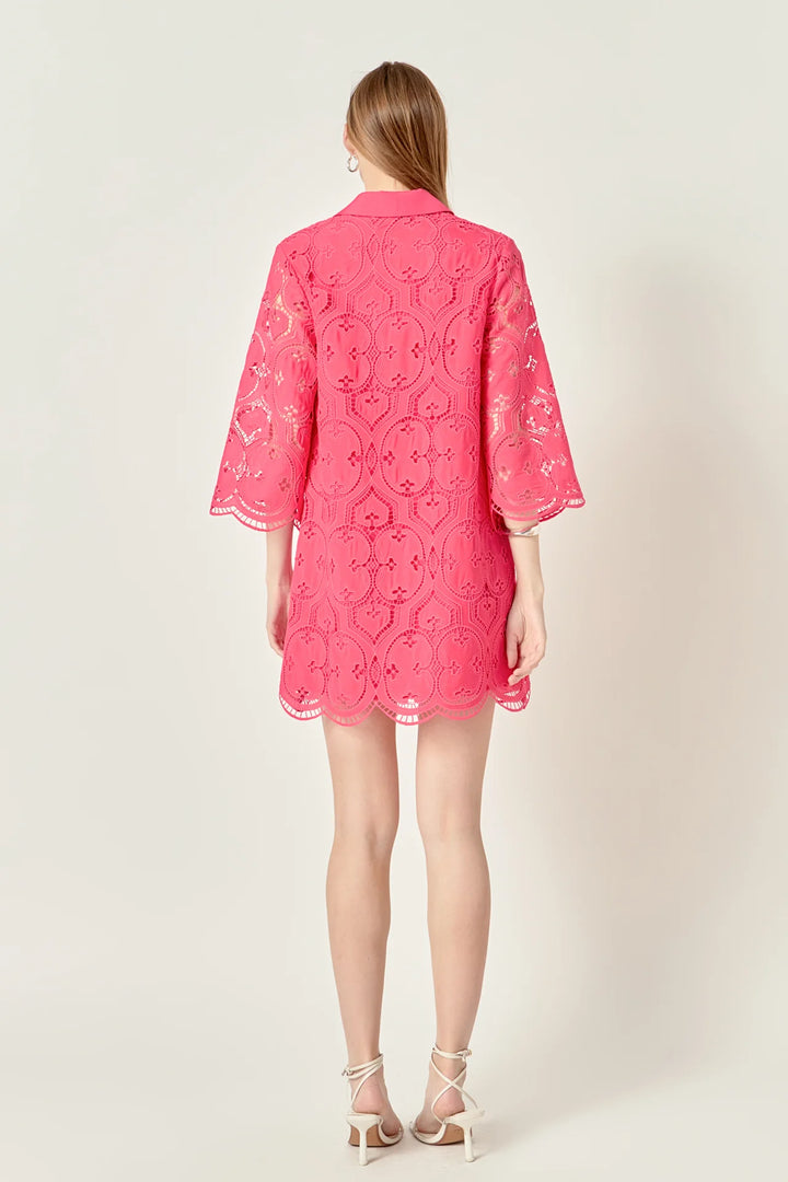 English Factory Embroidered Collar Mini Dress - Capri by Sunset & Co.
