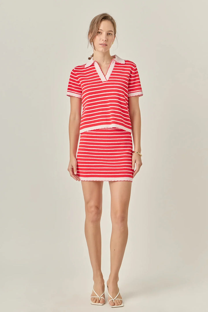 English Factory The Lila Scallop Sweater - Capri by Sunset & Co.