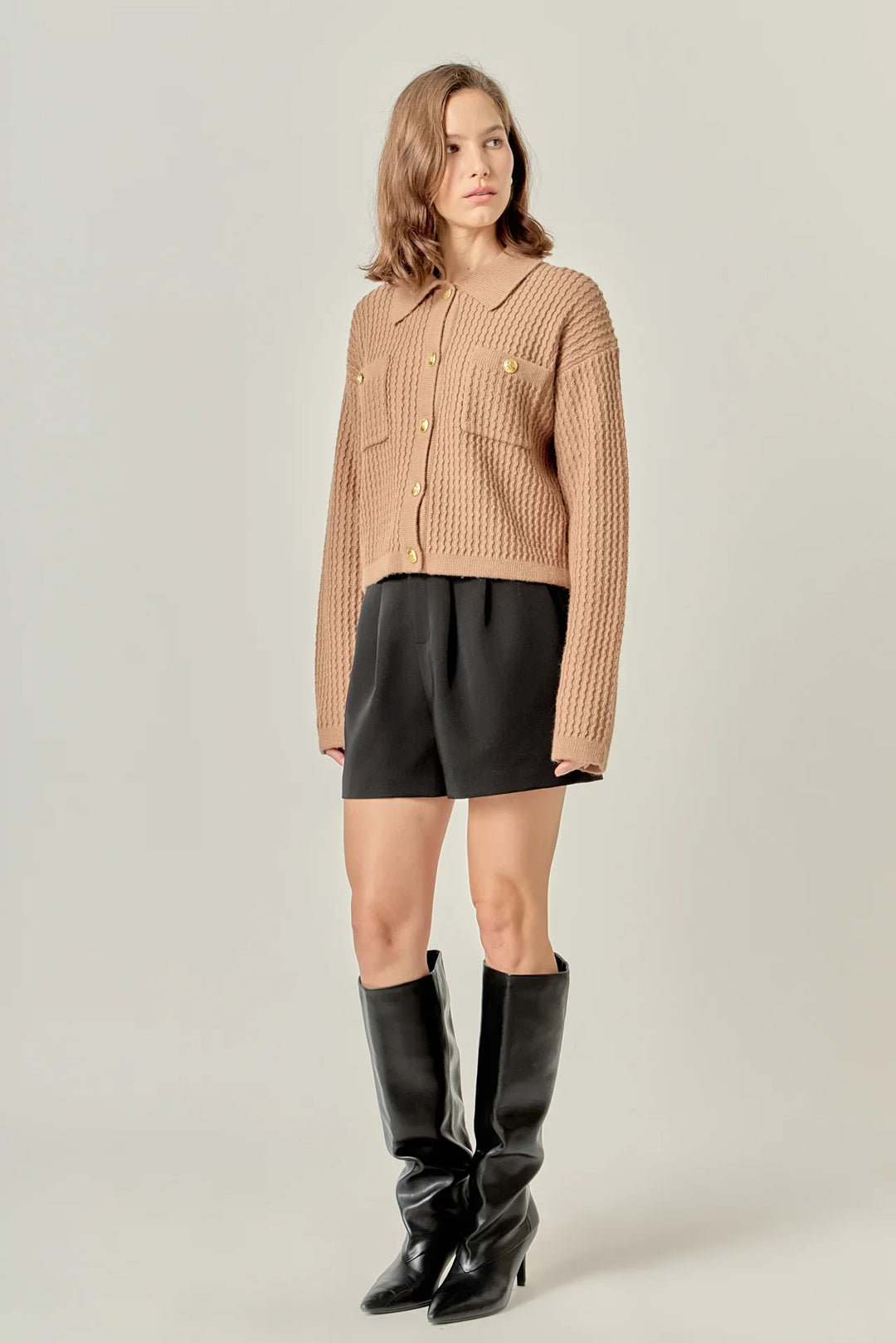 English Factory Textured Knit Lady Jacket