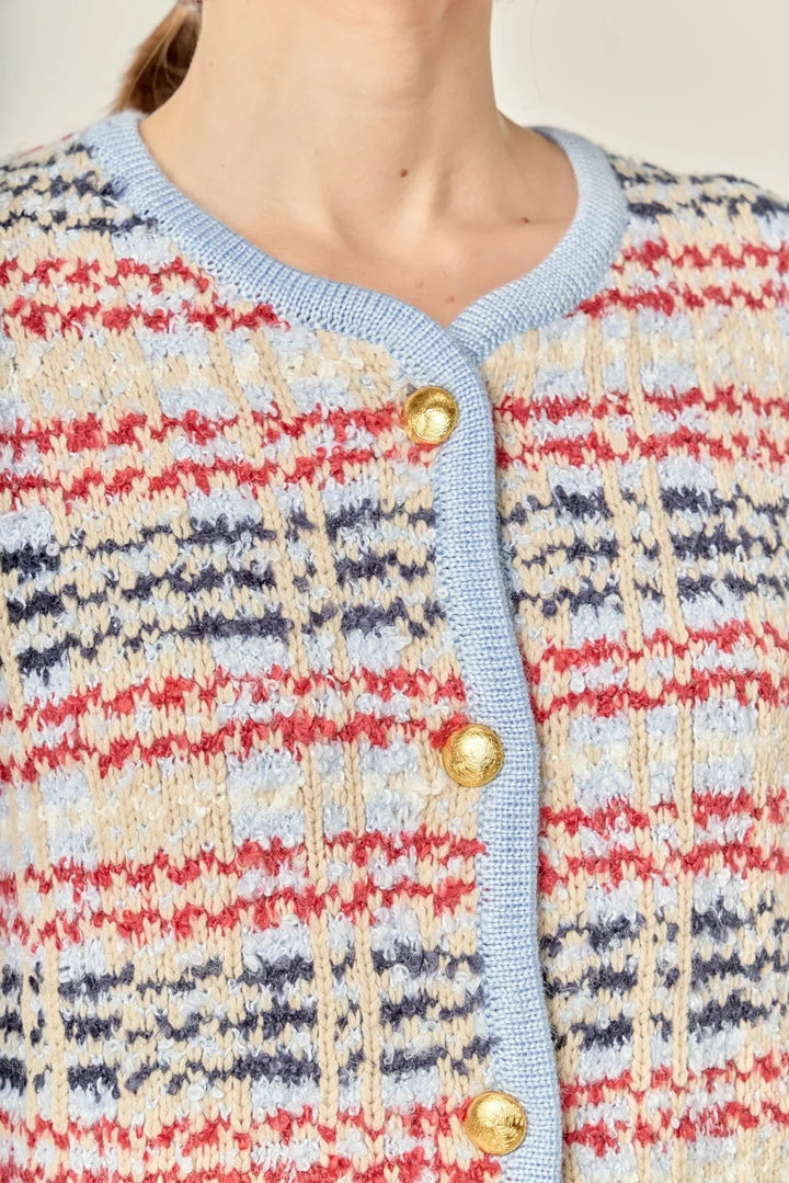 English Factory Textured Striped Jacket - Capri by Sunset & Co.