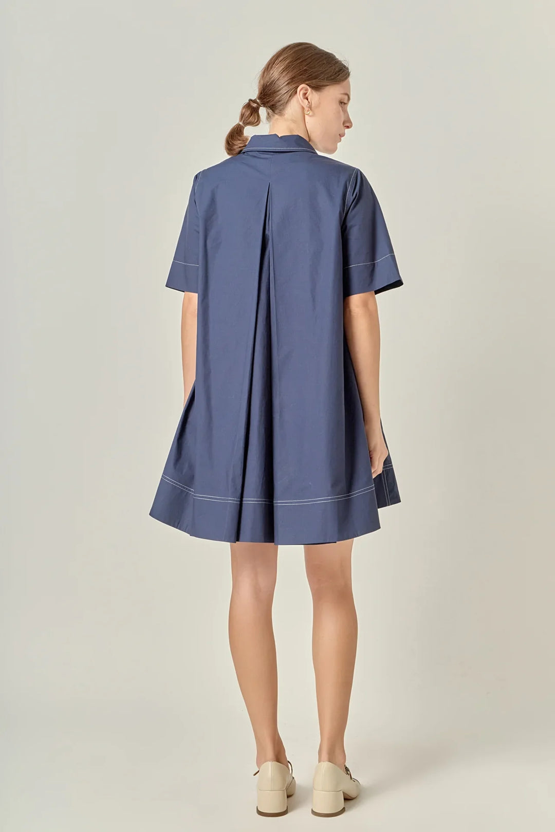 English Factory Contrast Stitch Detailed Mini Dress