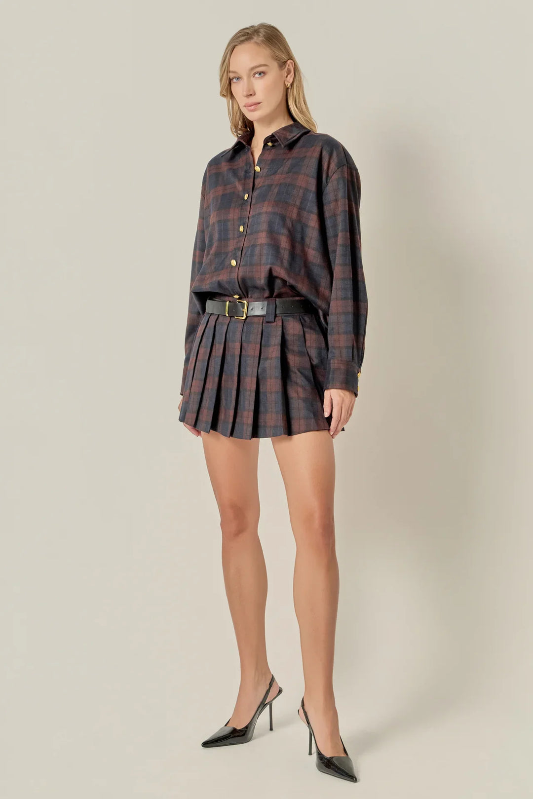 English Factory Check Shacket - Capri by Sunset & Co.