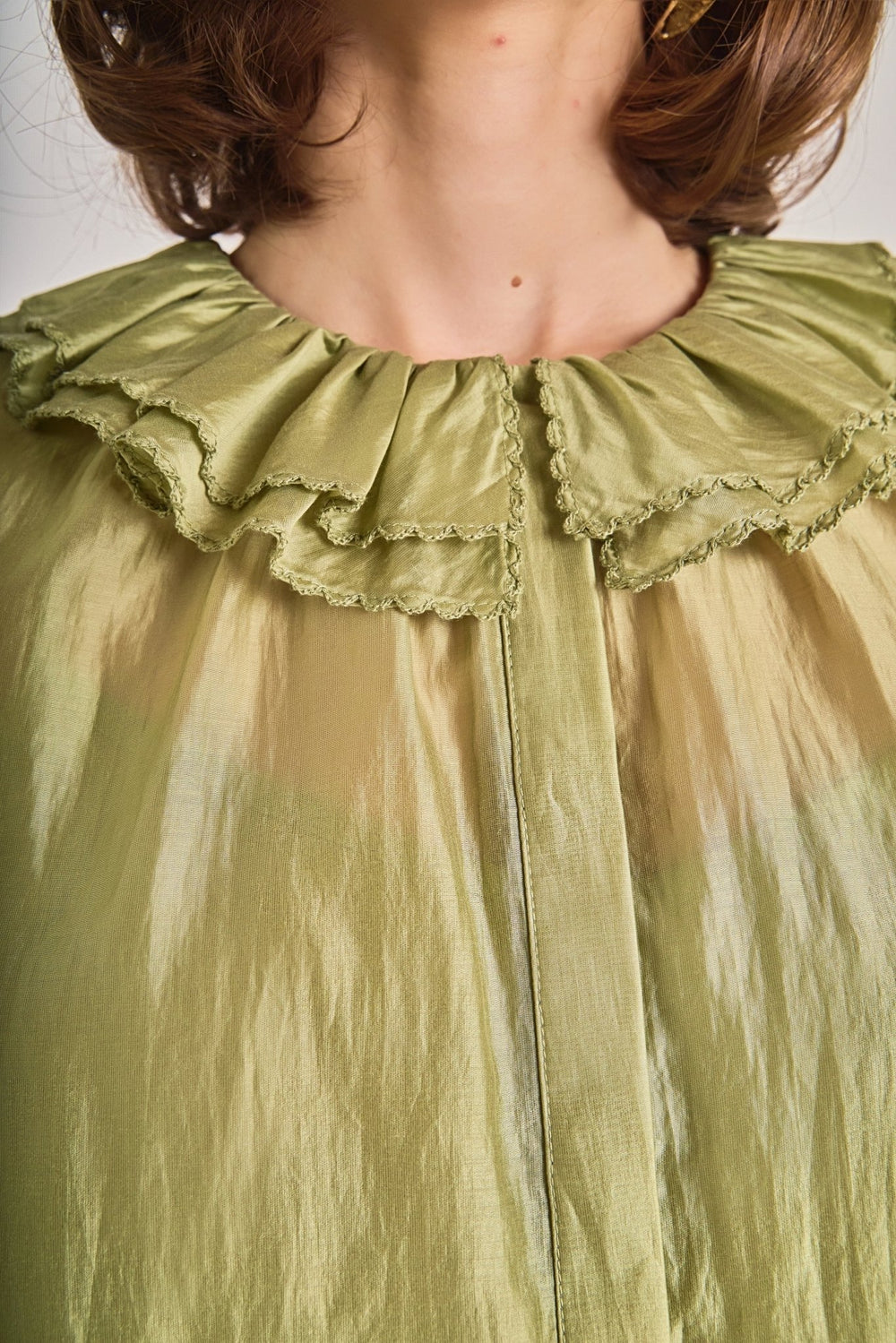 English Factory Ruffled Short Sleeve Blouse - Capri by Sunset & Co.