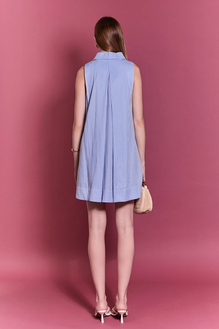 English Factory Zip-Front Collared Sleeveless Mini Dress