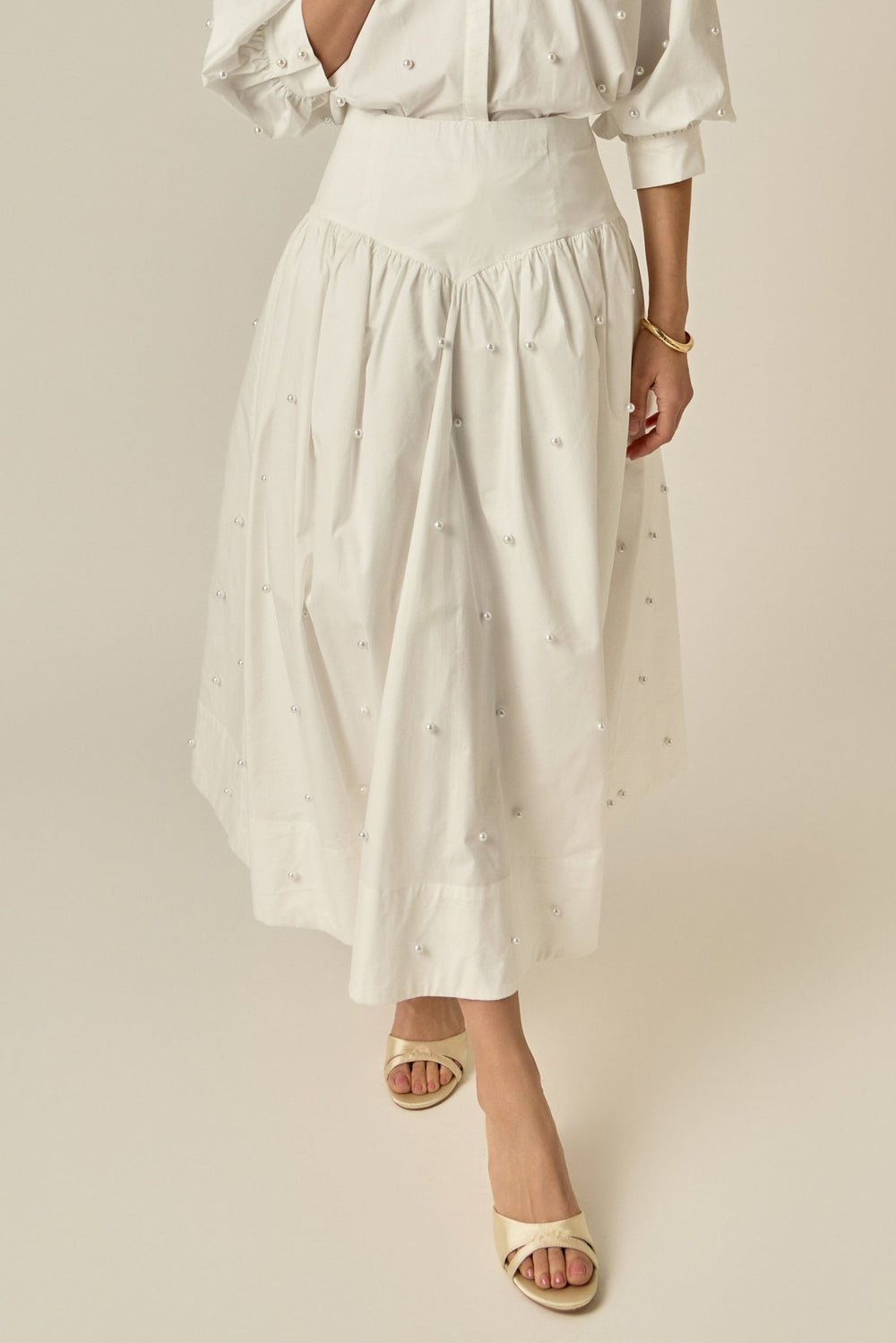 English Factory Poplin Midi Skirt - Capri by Sunset & Co.