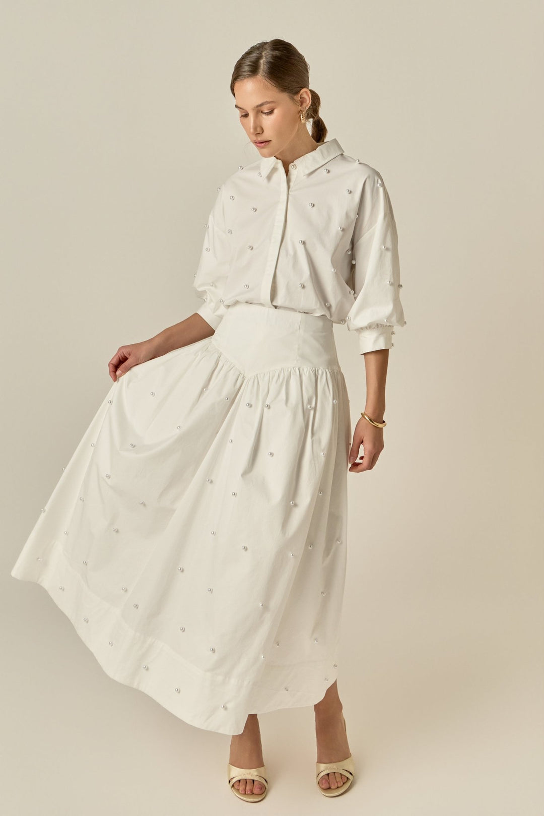 English Factory Poplin Midi Skirt - Capri by Sunset & Co.