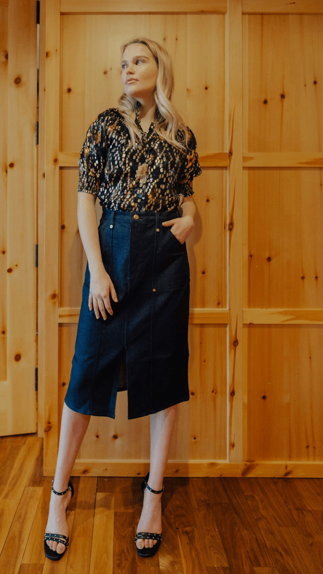 Never A Wallflower Gathered Button Down Top - Capri by Sunset & Co.