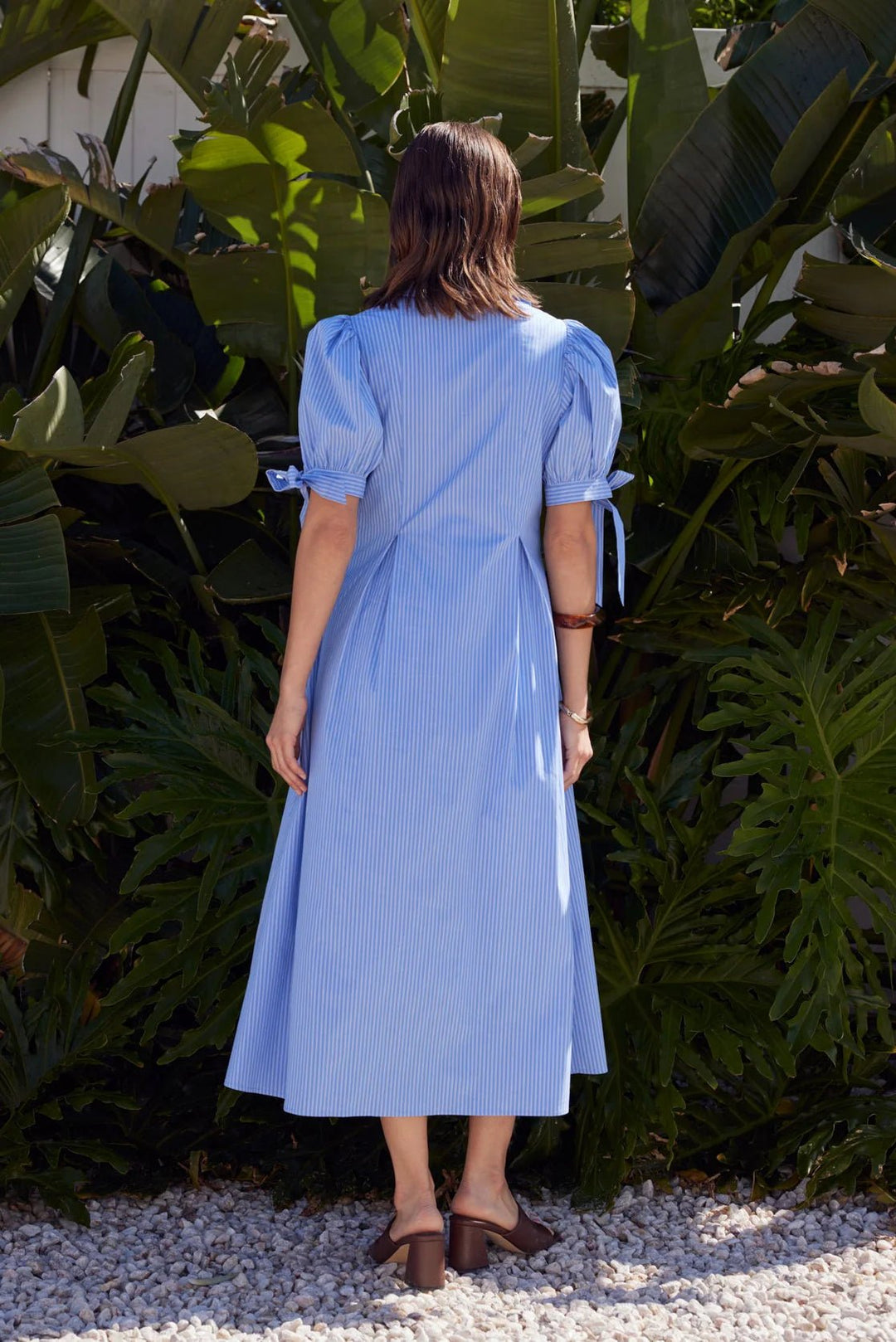 English Factory Floral Appliqué Stripe Midi Dress - Capri by Sunset & Co.