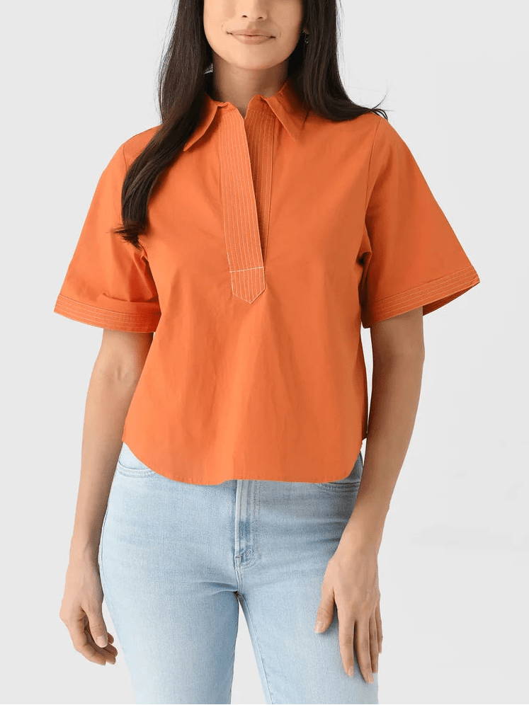 Never A Wallflower Split Neck Top - Capri by Sunset & Co.