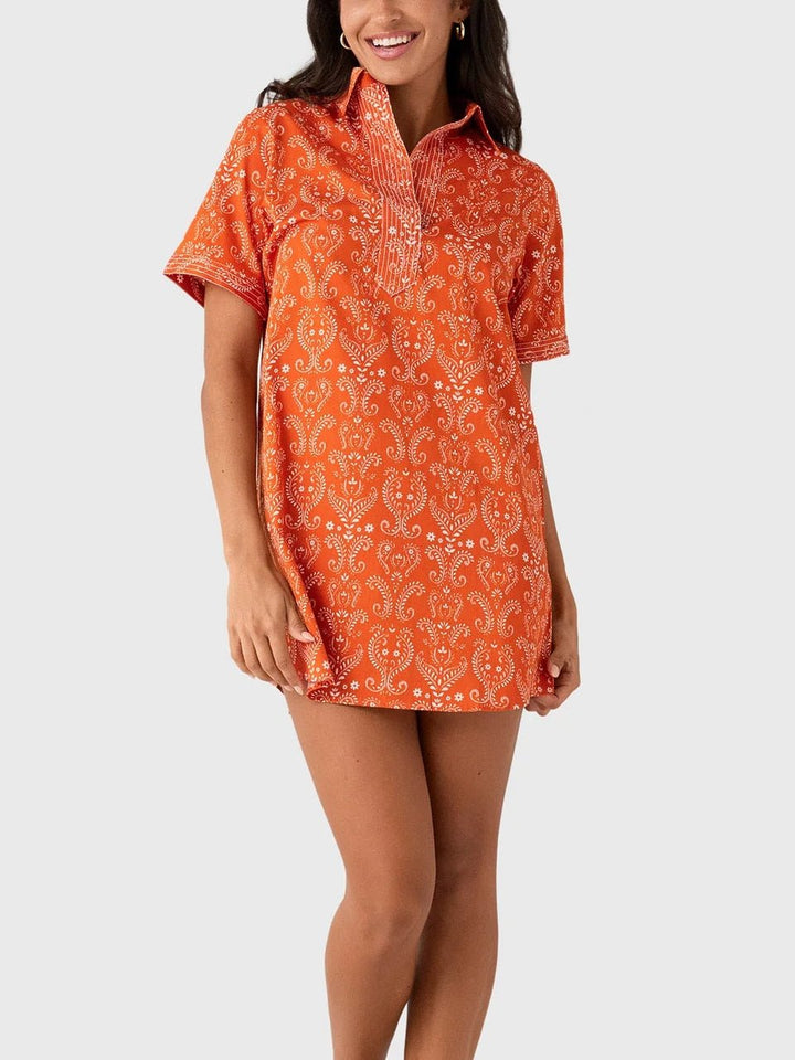 Never A Wallflower Split Neck Dress - Capri by Sunset & Co.