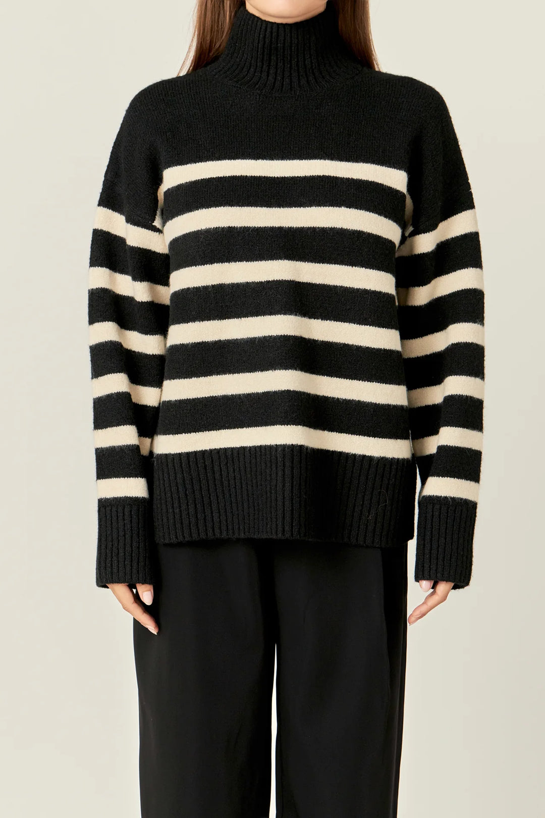 English Factory Stripe Turtle Neck Knit