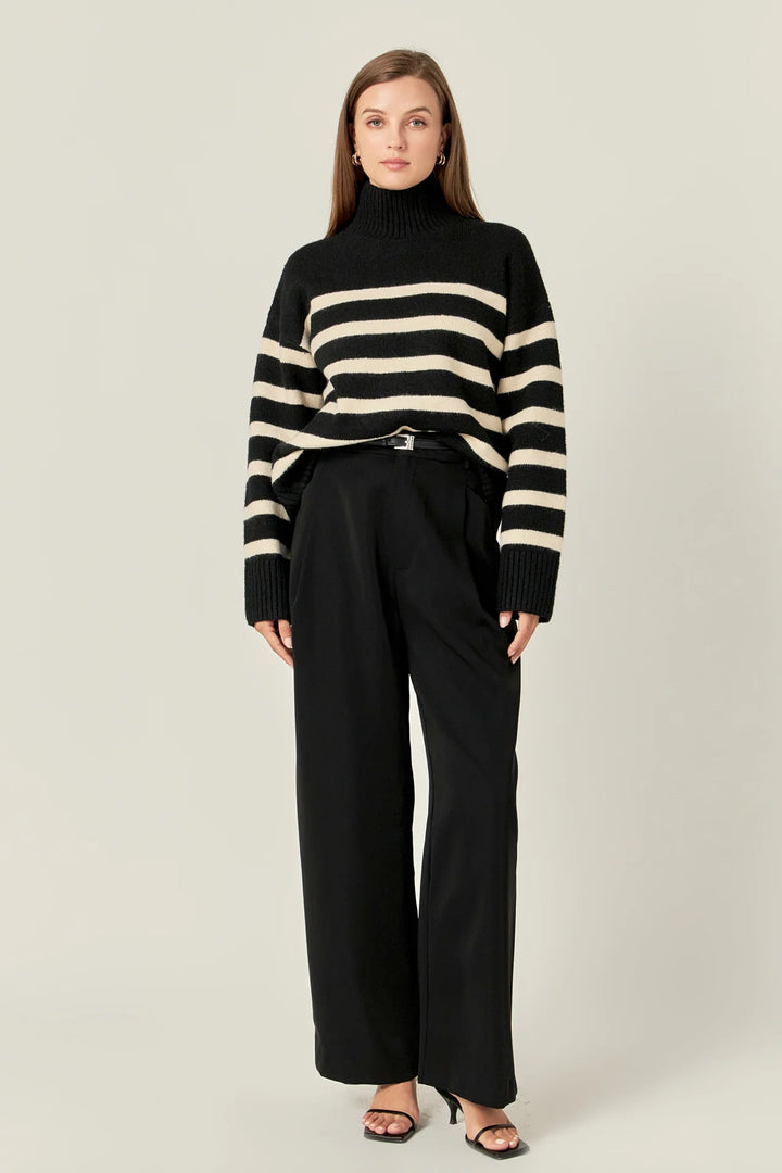 English Factory Stripe Turtle Neck Knit