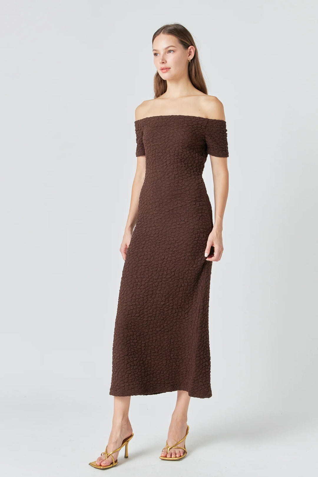 English Factory Textured Midi Dress