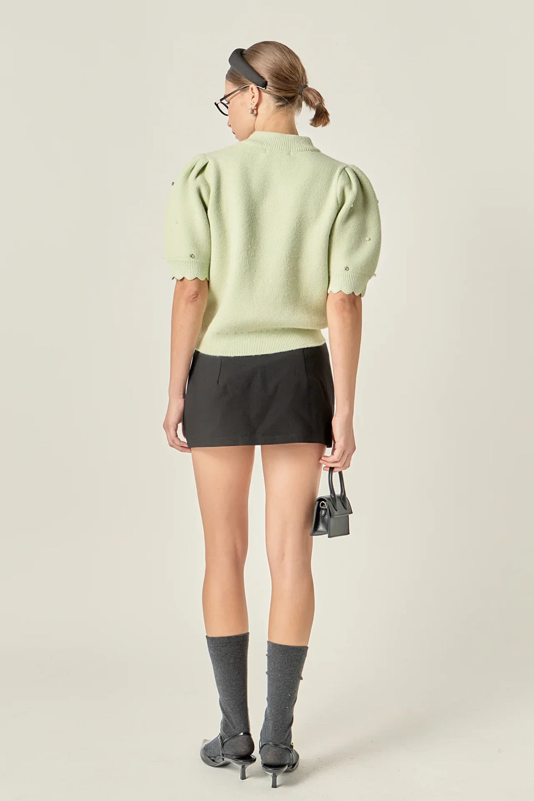 English Factory Scalloped Puff Sleeve Knit - Capri by Sunset & Co.