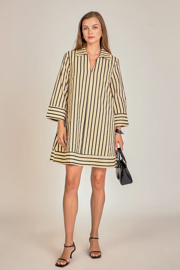 English Factory Stripe Collared Mini Dress