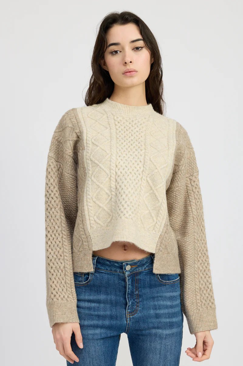 En Saison Greer Cable Knit Sweater - Capri by Sunset & Co.