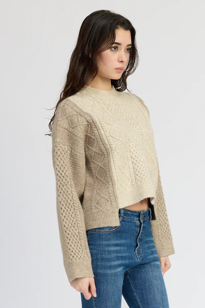 En Saison Greer Cable Knit Sweater - Capri by Sunset & Co.