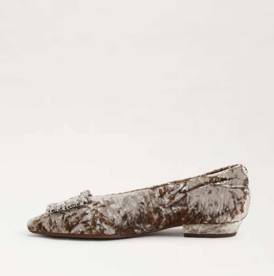 Janina Luster Pointed Toe Flat - Prosecco Velvet