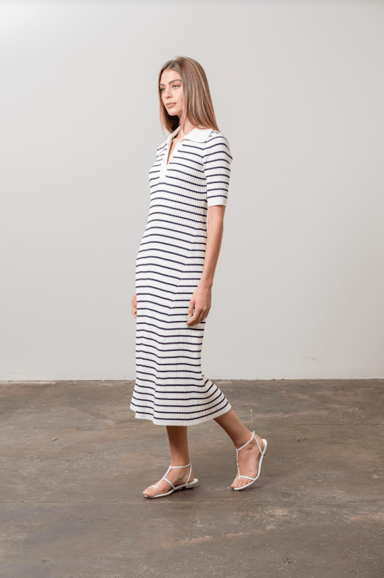 Moon River Collar Knit Midi Dress - Capri by Sunset & Co.