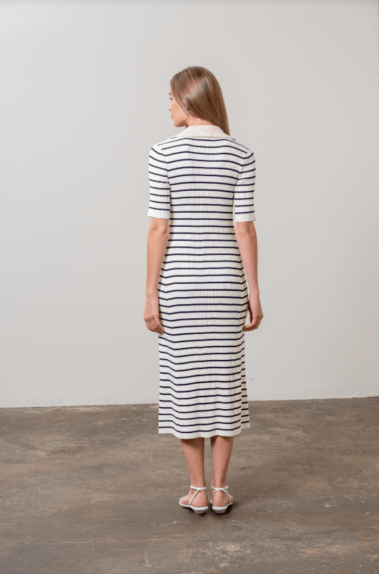 Moon River Collar Knit Midi Dress - Capri by Sunset & Co.