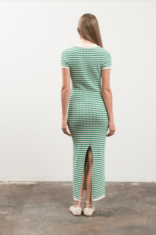 Moon River Collar Striped Knit Midi Dress - Capri by Sunset & Co.